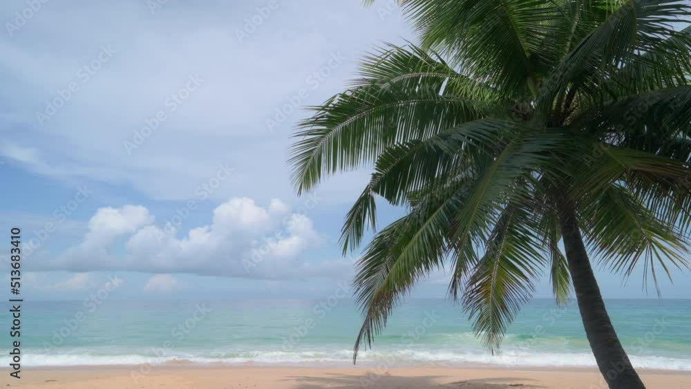 Phuket beach sea sand and sky. Landscape view of beach sea in summer day. Beach space area. At Karon Beach, Phuket, Thailand. On June 2022. 4K Phuket beach sea sand and sky. Landscape view of beach sea in summer day. Beach space area. At Karon Beach, Phuket, Thailand. On June 2022. 4K