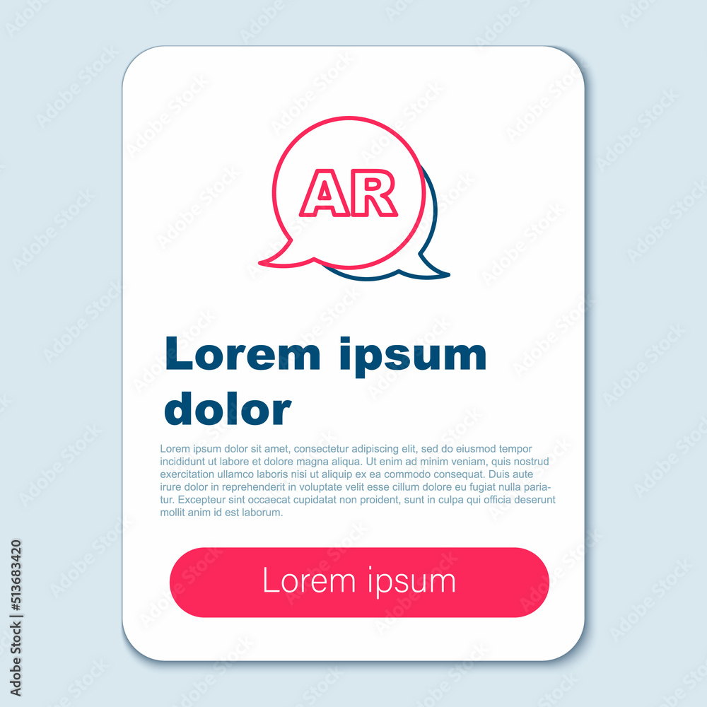 Line Augmented reality AR icon isolated on grey background. Virtual futuristic wearable devices. Colorful outline concept. Vector Line Augmented reality AR icon isolated on grey background. Virtual futuristic wearable devices. Colorful outline concept. Vector