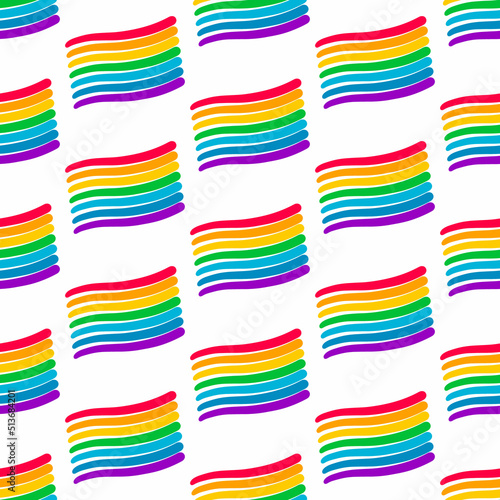 Rainbow flag homosexual symbol hand drawn seamless pattern simple on white font photo