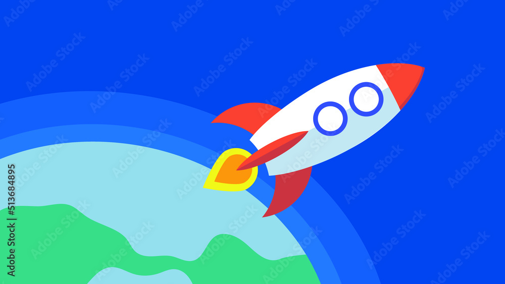 Rocket flies in space against the background of the Earth Rocket flies in space against the background of the Earth