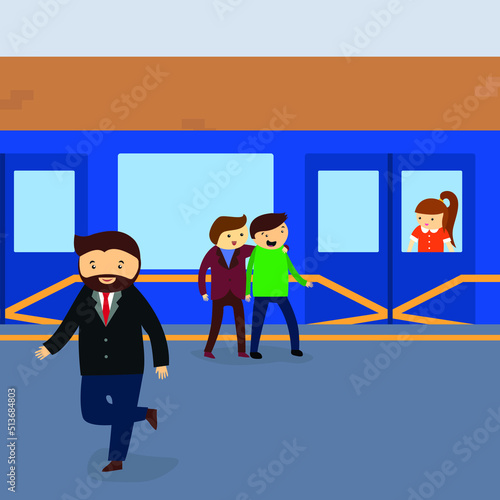 People in the subway near the subway train