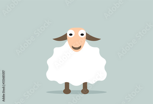 funny cute sheep character, Vector illustration