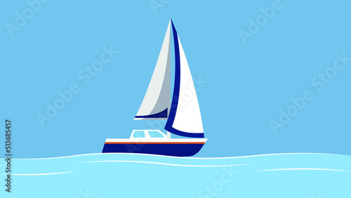 Sailing yacht floats on the water