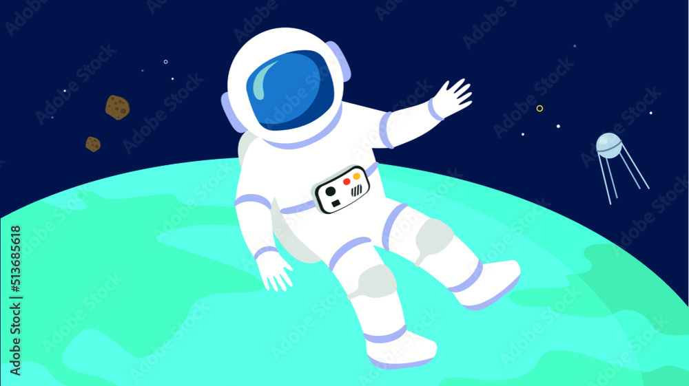 Astronaut in a spacesuit in outer space against the background of the Earth Astronaut in a spacesuit in outer space against the background of the Earth