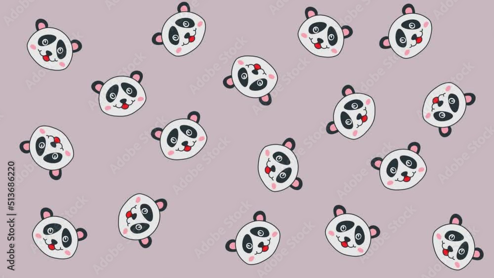 several pandas in random movements on a pink and green background - animation several pandas in random movements on a pink and green background - animation