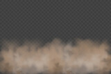 Dust cloud with dirt,cigarette smoke, smog, soil and sand particles. Realistic vector isolated on transparent background. Concept house cleaning, air pollution,big explosion,desert sandstorm.