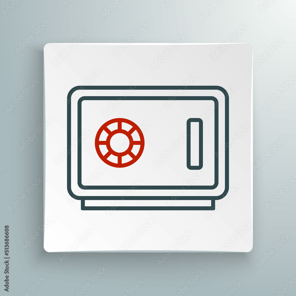 Line Safe icon isolated on white background. The door safe a bank vault with a combination lock. Reliable Data Protection. Colorful outline concept. Vector Line Safe icon isolated on white background. The door safe a bank vault with a combination lock. Reliable Data Protection. Colorful outline concept. Vector