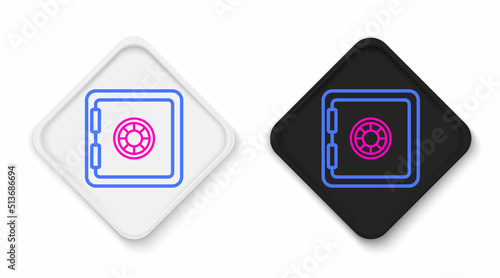 Line Safe icon isolated on white background. The door safe a bank vault with a combination lock. Reliable Data Protection. Colorful outline concept. Vector