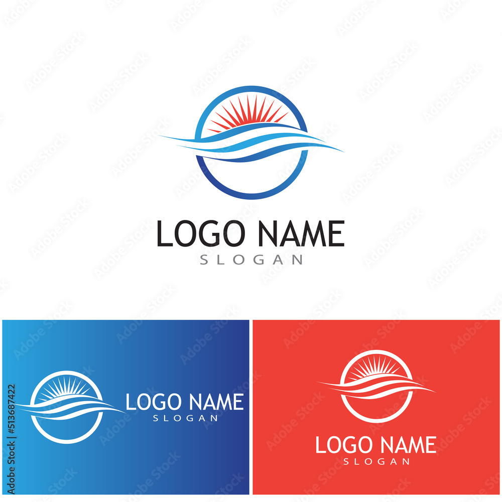 Fototapeta premium Water wave icon vector illustration design logo