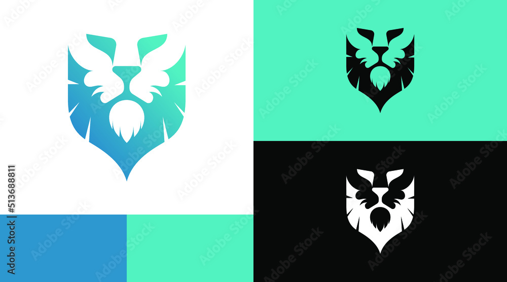 Fototapeta premium Lion Head emblem Logo Design Concept