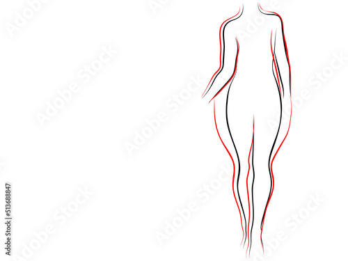 Vector conceptual fat overweight obese female vs slim fit healthy body after weight loss or diet with muscles thin young woman isolated. Fitness, nutrition or fatness obesity, health silhouette shape