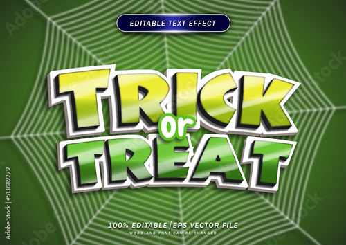 Trick or treat text style effect. Helloween Cartoon text editable text effect.