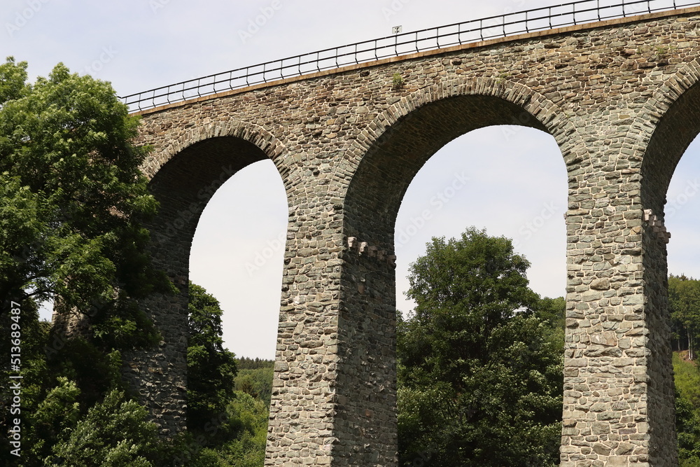 stone railway viaduct in the Jizera Mountains