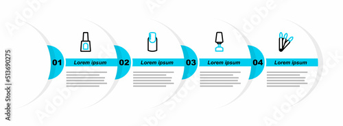 Set line False nails, Milling cutter for manicure, Nail and Bottle of polish icon. Vector