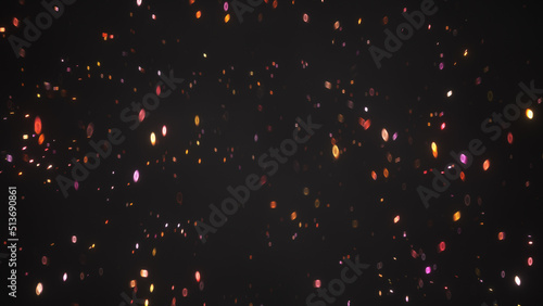 Glittering particles in air 3D render