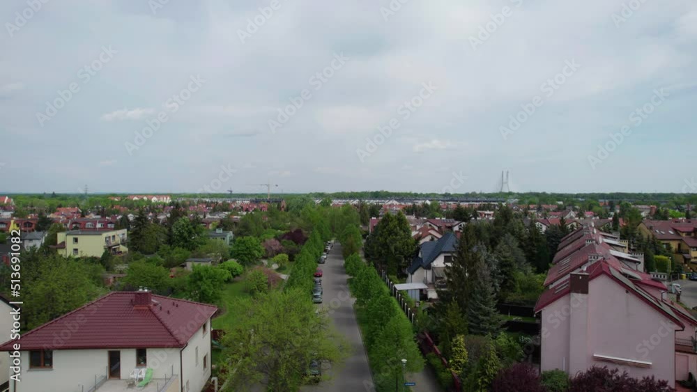 aerial view of houses in a typical Polish suburbs aerial view of houses in a typical Polish suburbs