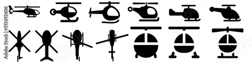 Helicopter vector icon set. aircraft illustration sign collection. airline logo isolated on white background.