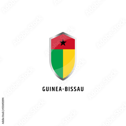 Free Download Flag of Guinea Bissau with shield shape icon flat vector illustration - GFXLoad