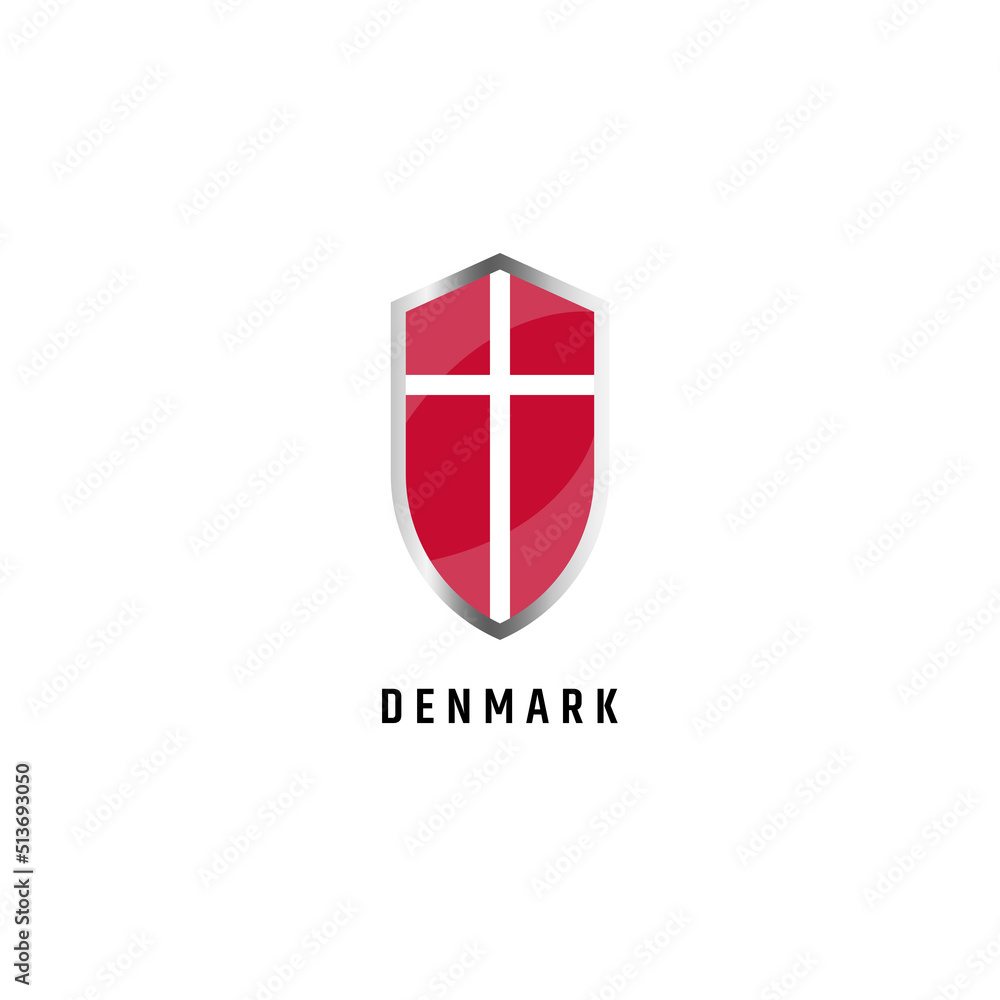 Flag of denmark with shield icon flat vector illustration Flag of denmark with shield icon flat vector illustration