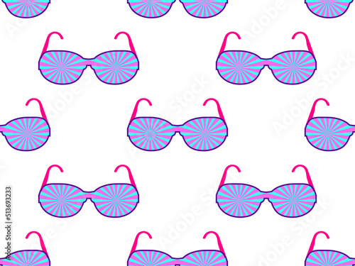 Seamless pattern sunglasses. Colorful sunglasses on a white background. Glasses design for posters, banners and promotional materials. Vector illustration