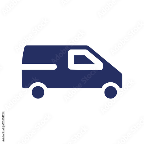 Delivery van black glyph ui icon. Courier service. Parcels transportation. User interface design. Silhouette symbol on white space. Solid pictogram for web, mobile. Isolated vector illustration