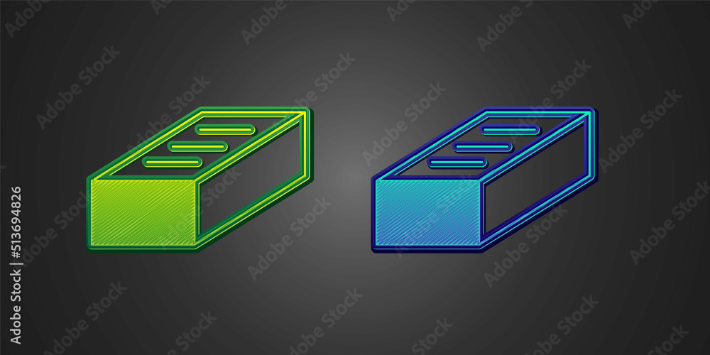Green and blue Brick icon isolated on black background. Vector Green and blue Brick icon isolated on black background. Vector