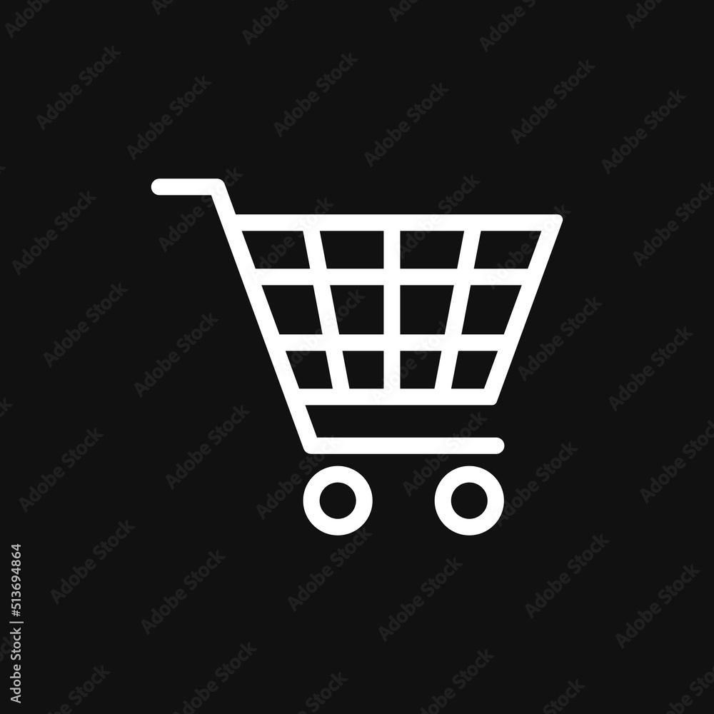 Shopping cart icon on grey background Shopping cart icon on grey background