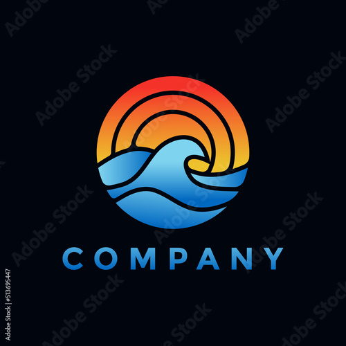 Modern coastal logo illustration design