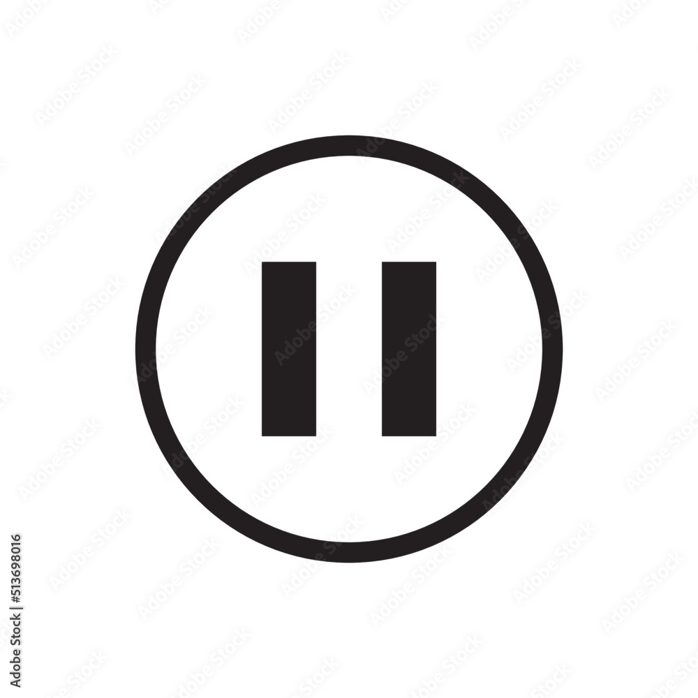 Vector outline round pause button, isolated on the transparent background. Vector outline round pause button, isolated on the transparent background.