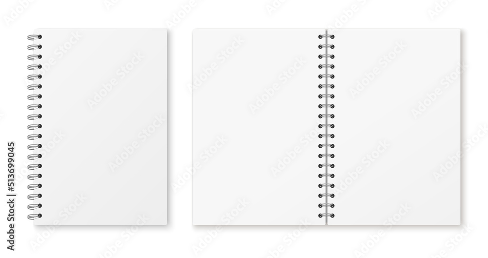 Mockup notebook with metal spiral. Realistic notepad or organizer. Mockup notebook with metal spiral. Realistic notepad or organizer.