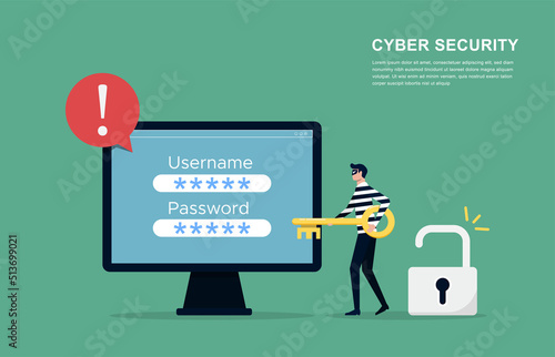 Cyber security concept. The concept of hacker try to attack and steal the private data from computer symbol