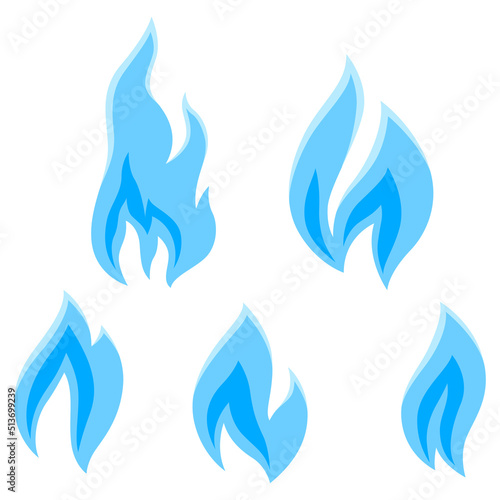 Set of natural gas flames. Industrial and business image.