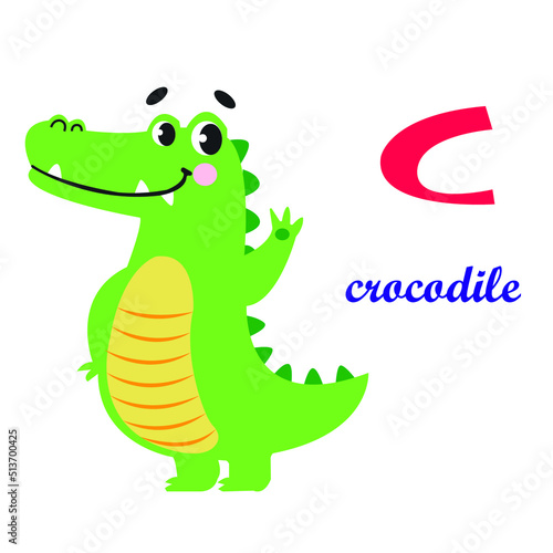 Fototapeta Naklejka Na Ścianę i Meble -  Alphabet Letter C - crocodile. Letter C of childish English alphabet. Cute kids animal for fun language learning. 