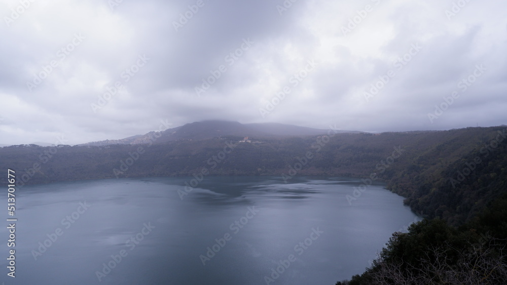 Panoramic view of Albano Lake coast
