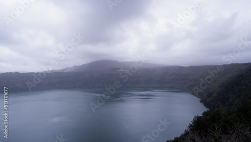 Panoramic view of Albano Lake coast