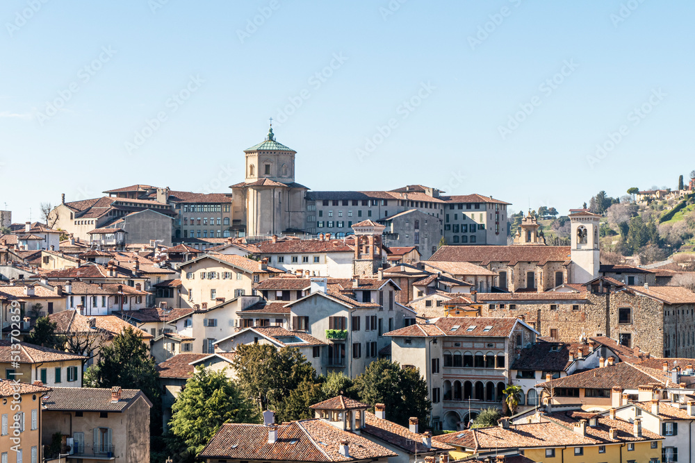 The beautiful skyline of Bergamo Alta with ancient towers