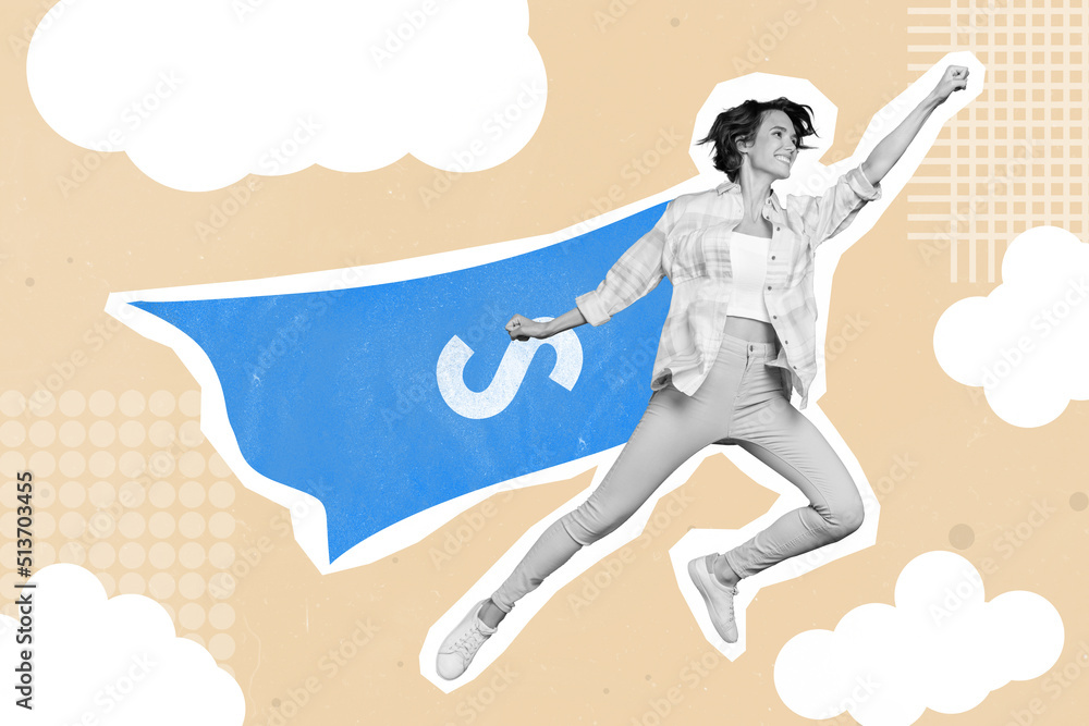 Creative 3d photo artwork graphics painting of super woman hurrying helping doing good things isolated beige background Creative 3d photo artwork graphics painting of super woman hurrying helping doing good things isolated beige background