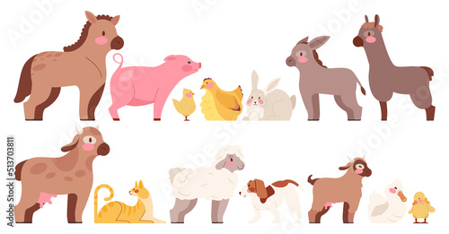 Fotobehang Cute cartoon farm animals set