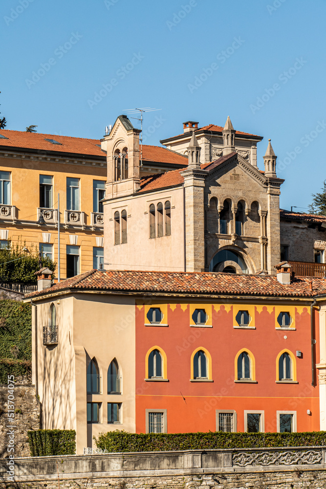 Beautiful church and ancient building in Bergamo Alta