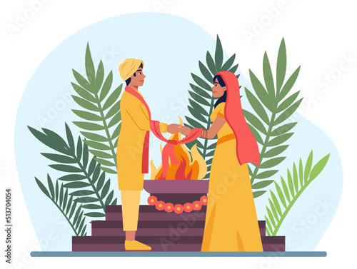 Indian wedding traditional ceremony. Indian bride and groom