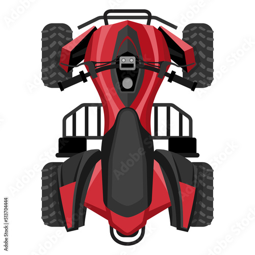 Quad bike in top view. motorcycle in flat style