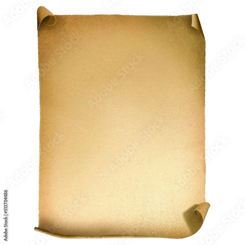 Old paper page vector image. Ancient papyrus template and mockup design.