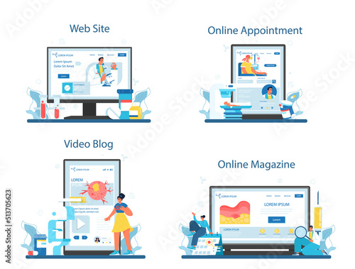 Oncologist online service or platform set. Cancer disease diagnostic