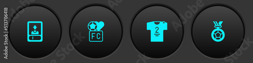Set Football or soccer card, Fan club football, jersey and t-shirt and medal icon. Vector