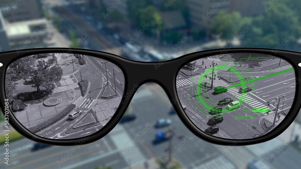 Smart glasses, HUD, the glasses of the future in a virtual reality