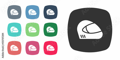 Black Racing helmet icon isolated on white background. Extreme sport. Sport equipment. Set icons colorful. Vector