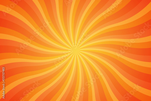 Orange Sunburst Pattern Background. Rays. Radial. Summer Banner. Twist. Wallpaper. Vector Illustration
