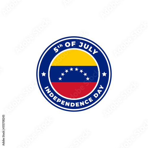 Venezuela Independence Day 5th of July Logo Badge for Label Sign Symbol Stamp Emblem Icon Vector