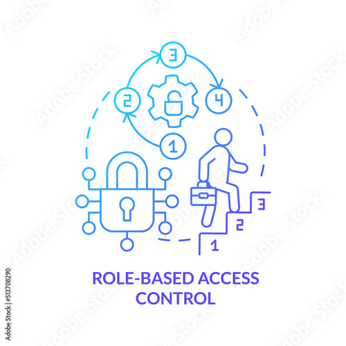 Role-based access control blue gradient concept icon. Security management abstract idea thin line illustration. Assigning permissions. Isolated outline drawing. Myriad Pro-Bold font used