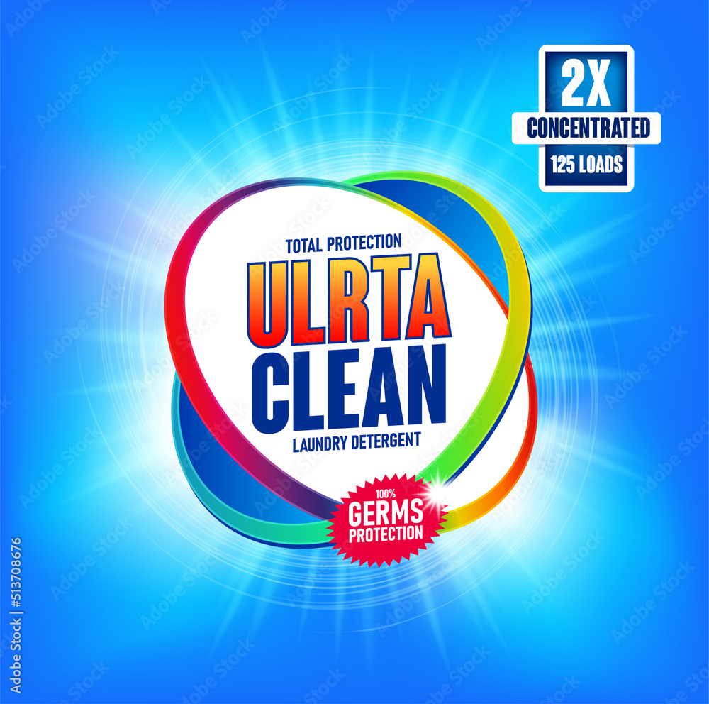 Colorful laundry detergent template mockup for Cleaning service